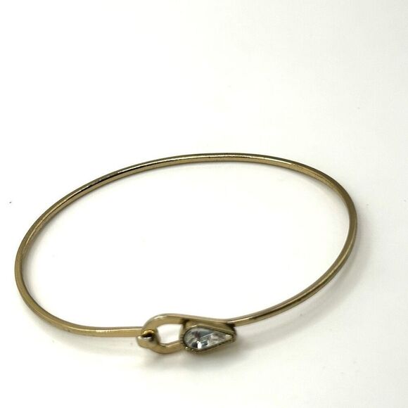 Gold tone rhinestone bangle bracelet - Picture 3 of 7